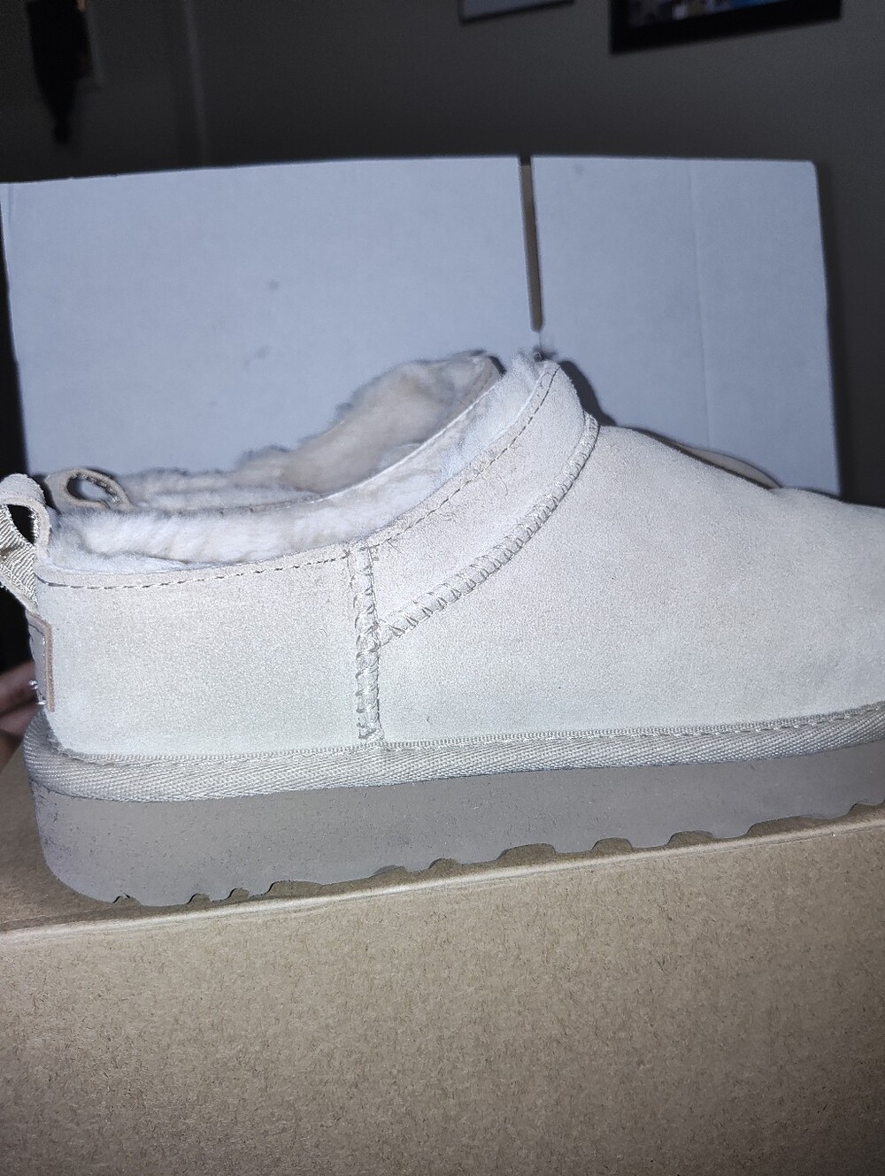 UGG Women's Suede Shearling-Lined Slip-Ons in Light Beige - Picture 6 of 9